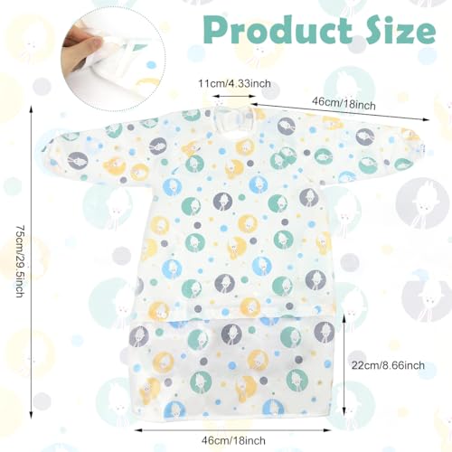 Image of SNOWIE SOFT Sleeved Bib Baby Bib with Pocket, Toddler Bib, Smock, Washable and Lightweight Waterproof Fabric, Fits Bibs for Baby 6 Months+