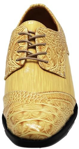Image of STW Men's Alligator Crocodile Print Oxfords Fashion Lace Up Dress Shoes