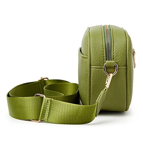 Crossbody Bag For Women Pu Leather Wide Strap Shoulder Bag Purse With Guitar Strap Trendy Design Camera Crossbody Purse With Pockets Top Zip Closure #TOP2