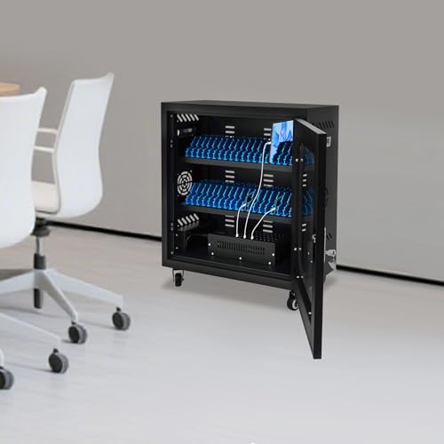Image of 40-Device Charging Station, Charging Cabinet for Cellphones & Tablet Computers, Rechargeable Cellphone Locker Storage Charging Station, Locking Laptop Storage Box with Cable Management