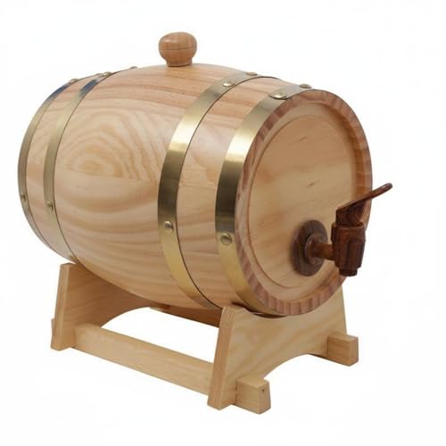 predolo Tonnelet à Vin avec Robinet et Support Design Vintage Tonneau à Vin en Bois avec Support Améliore Le Parfum Petit Fût en Bois de Pin pour Cuisine,...