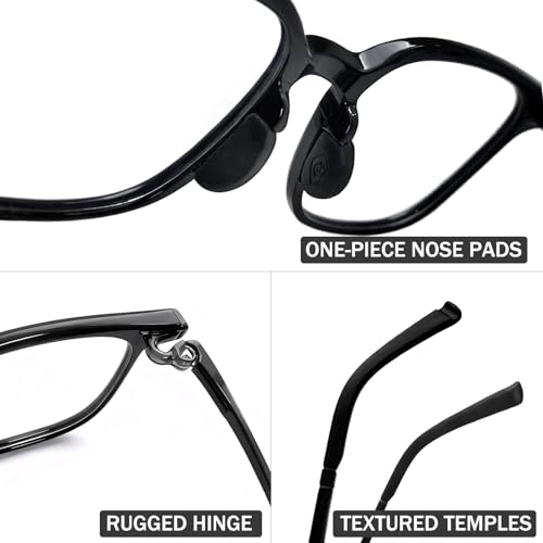 Image of TR90 Oversized Blue Light Blocking Glasses Men Women Ultralight Nerd Square Computer Games Black Large Eyewear