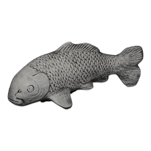 FABRIQ Koi-Fisch Gartenfigur Aus Kunststein – Frostsicher, 21 Cm Hoch, 6 Kg, Schwarz, Feng Shui Deko