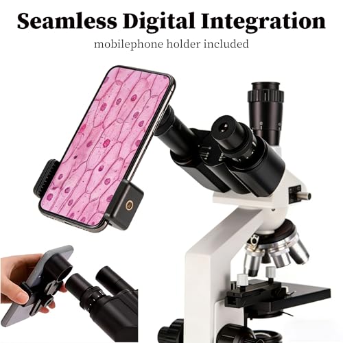 Image of 40X-5000X Trinocular Compound Microscope for Adults, Digital Lab Grade Biological USB Microscope with Dual Mechanical Stage, Slides, WF10X WF25X Eyepieces, Abbe Condenser, PC & Phone Link