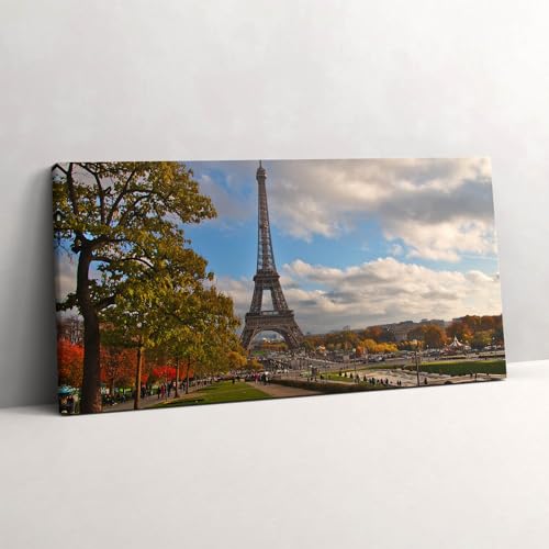 Automne en France Tour Eiffel Toile 140x70cm pour Habiller un Grand Mur Vide