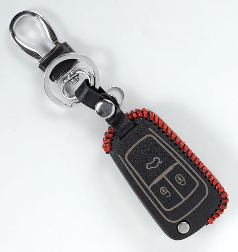 Image of Leather Car Key Cover for Chevrolet Cruze Car Remote Key (Black)