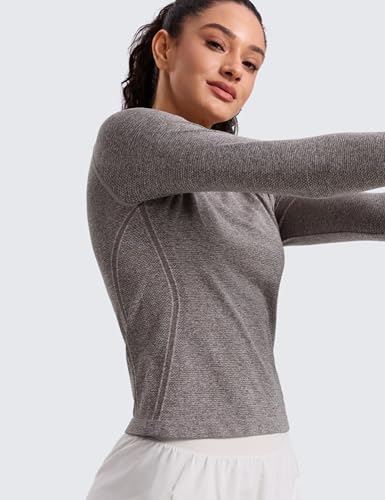 Image of CRZ YOGA Seamless Top Waist Length | Training, Chafe-Free, Slim Fit, Raglan Sleeves, Mesh Vents, Workout, Long Sleeve Shirts for Women
