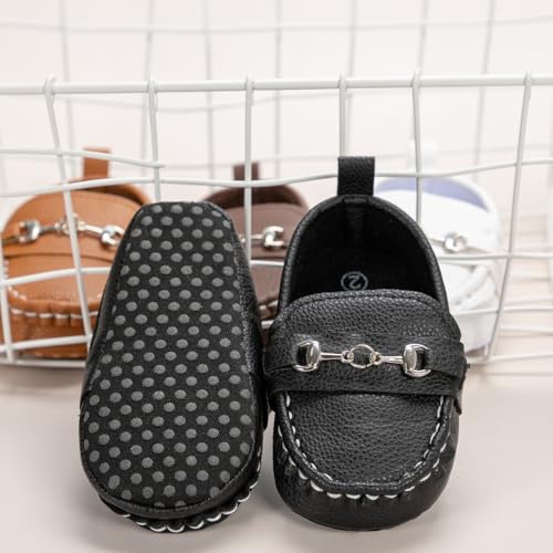 Image of Neska Moda 6 to 12 Months Baby Boys & Girls Synthetic Leather Loafer Shoes,Infant Non Slip Booties-BT4585