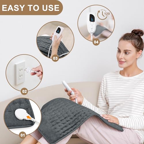 Image of Deepsoon Heating Pad,Electric Heating Pads for Back,Neck,Moist Heating Pad for Abdomen Shoulder Knee Legs,Dry /Moist Heat&Auto Shut Off,Mother's Day Birthday for Men and Women,Dark Gray,24x20 Inch