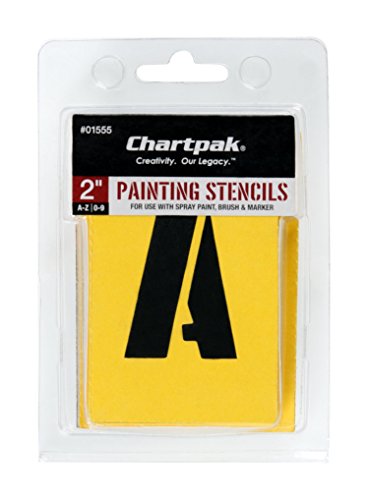 Pochoirs lettres chiffres jaunes 5,1 cm Chartpak CHA01555 lot de 35 pièces pour marquage
