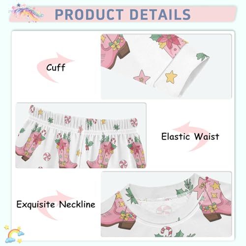 Pajama Sets Long Sleeve Pink Boots with Christmas Soft Comfy Sleepwear 2 Piece PJS 3-8T4