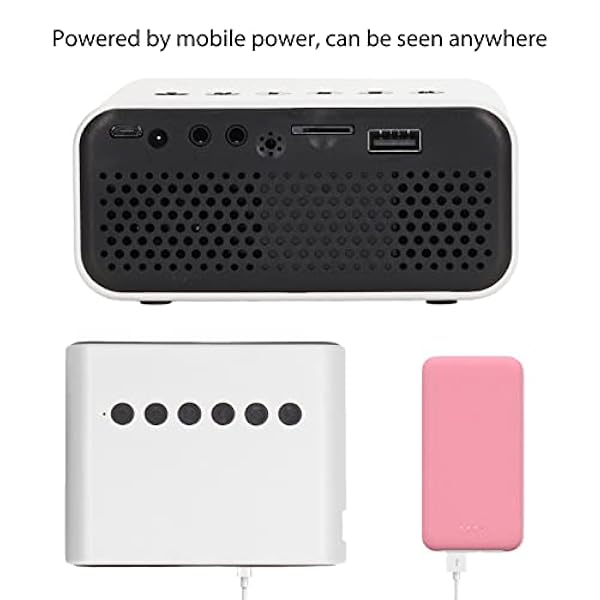 Mini-projector, verbinding met één klik AV- -interfaceprojector met afstandsbediening voor laptop-tv-telefoontablet(wit)