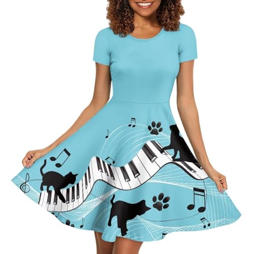 Image of Biyejit Women's Summer Casual Short Sleeve T-Shirt Swing Dress Crew Neck Plus Size S-4XL