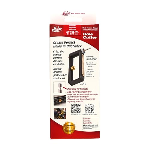 Malco HC1 Adjustable Hole Cutter from 2 inch to 12 inch |Cuts 20 Guage Galvinized Steel | Sheet Metal Hole Cutter Accessory | Impact Rated | 1/4 in. Hex Shank (2" - 12" (HC1)) - Thumbnail 2