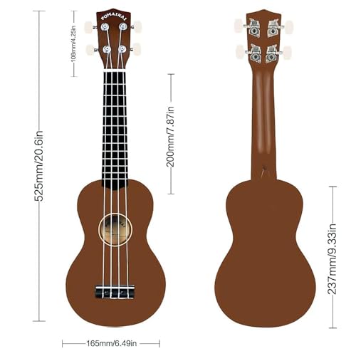 Image of POMAIKAI Soprano Ukulele for Beginner Hawaiian Wood Ukelele 21 Inch Small Guitar Uke for Starter Student Adult (Bright-Brown)