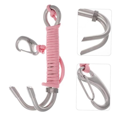 Crochet double de plongée en acier 316 résistant à l'eau de mer avec cordon rose