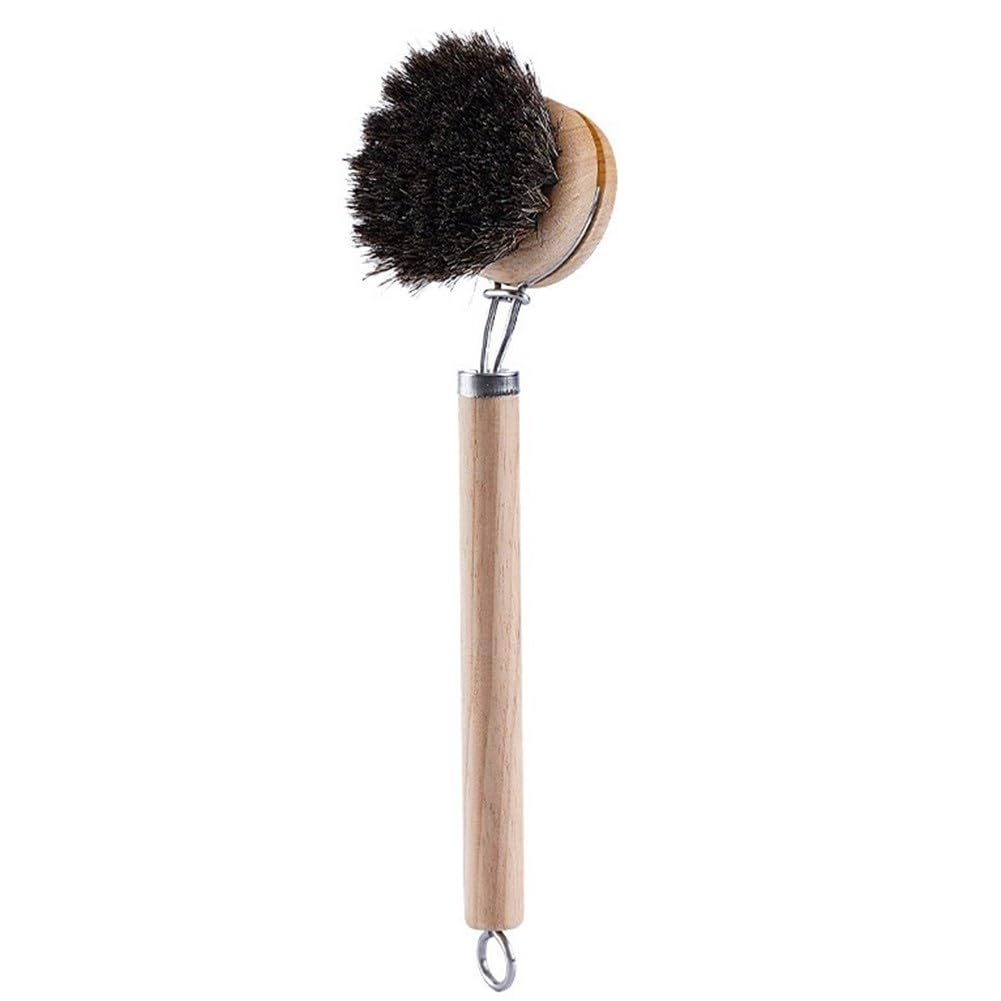 Cepillo de bambú para Fregar Platos, de Madera, para Cocina, de Hierro Fundido, para sartenes y ollas (1)