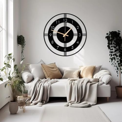 Image of Stylish Metal Analog Wall Clock for Living Room, Bedroom, Office, Kitchen, Home and Hall | Antique Fancy Big Size Modern Wall Watch for Home Decor (DA-184, 60CM)