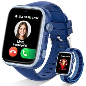 Oliimptek 2026 Neues Smartwatch Kinder mit Videoanruf und Telefon, Kinderuhr mit Voice Chat/Whatsapp/WiFi/SOS/SMS/... Smartwatch Kids Mädchen/Jungen, Blau 4-14 Jahre