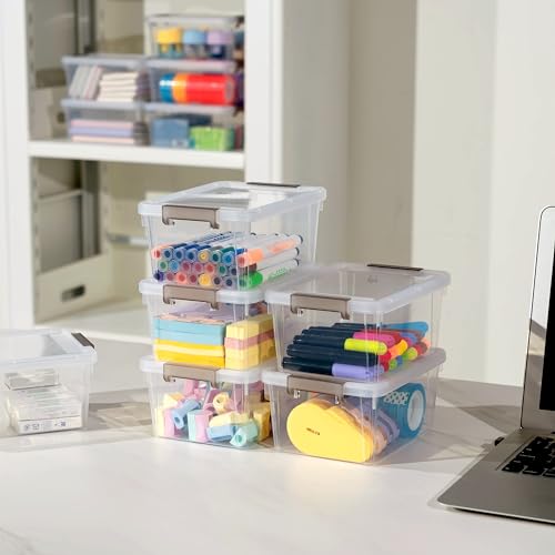 Image of Citylife 1.3 QT 30 Packs Small Storage Bins Plastic Storage Container Stackable Box with Lids for Organizing, Clear White