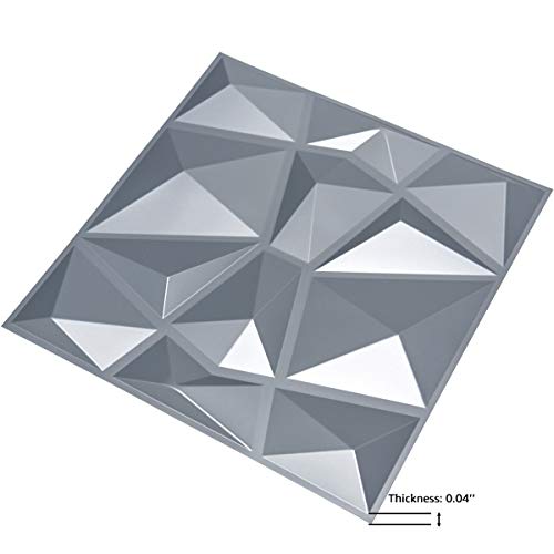Image of Art3d 3D Paneling Textured Diamond Plastic Wall Design (Matt Grey , 19.7 x 19.7 Inch) -12 Pack