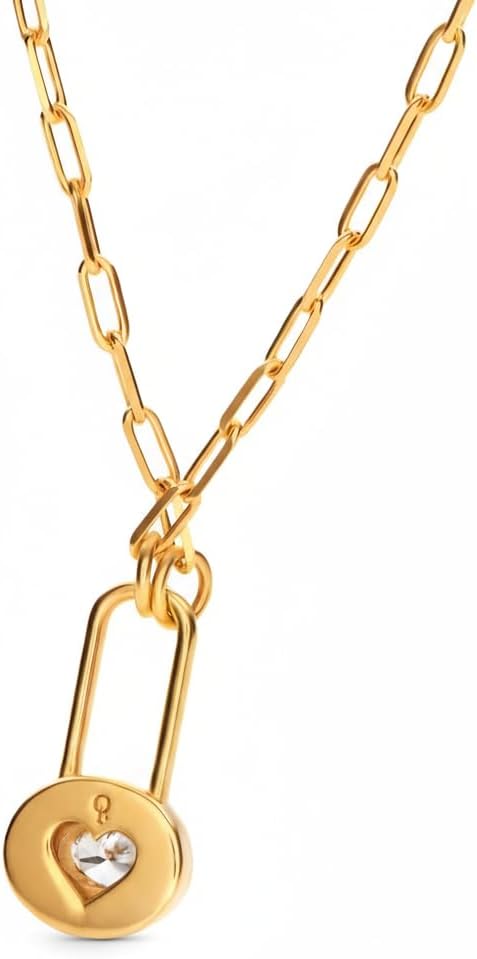 OAK & LUNA - Lock & Luna Oval/Round/Emerald Cut 0.3ct Moissanite Charm Necklace – Gold or Silver Pendant with 16″/18″/20″ Chain