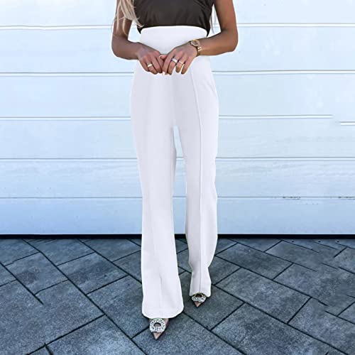 LULER Dames effen hoge taille slanke vrijetijdsbroek elastische mode micro uitlopende broek broek onder dames - Afbeelding 3