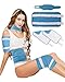 Castor Oil Pack Wrap for Women Gifts, 4 Pcs Reusable Organic Cotton Pack Kit for Neck Waist Knee, Flannel Cloth Compress Kit for Liver Detox Insomnia Constipation and Inflammation (Blue)