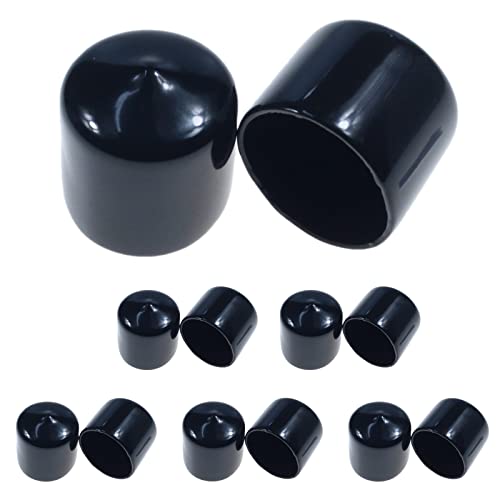 Image of Acocony 1 1 /16 Inch Rubber Cap (27.00 mm) Round Black Pack of 12 | PVC Rubber End Caps Dustproof, Protective & Aesthetic Flexible Covers for Tubing, Pipes, Poles, Bolts & More