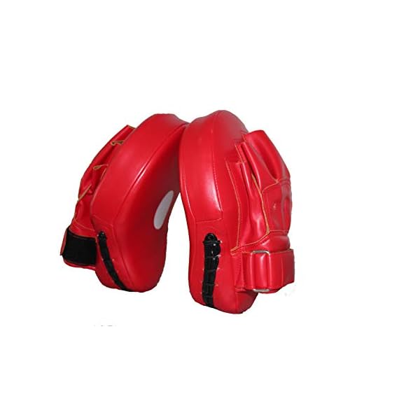 Guon-Wuvl-Sports-Boxing-Curved-Focus-Leather-Focus-Boxing-Gloves-Mitts-for-Training-Pair-for-Women-and-Men-MMA-Kickboxing-Muay-Thai-Sparring Sports Boxing Curved Focus Leather Focus Boxing Gloves Mitts for Training Pair for Women and Men MMA, Kickboxing, Muay Thai Sparring (Red)
