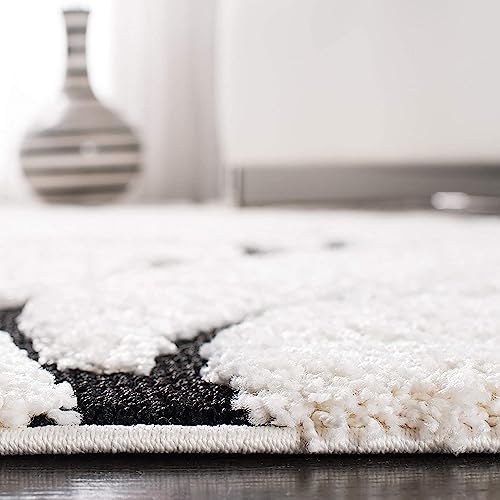 Image of Handwoven Microfibre 3D Rug for Living Room (Ivory & Black, 7 X 7 Feet (Round), Microfibre)