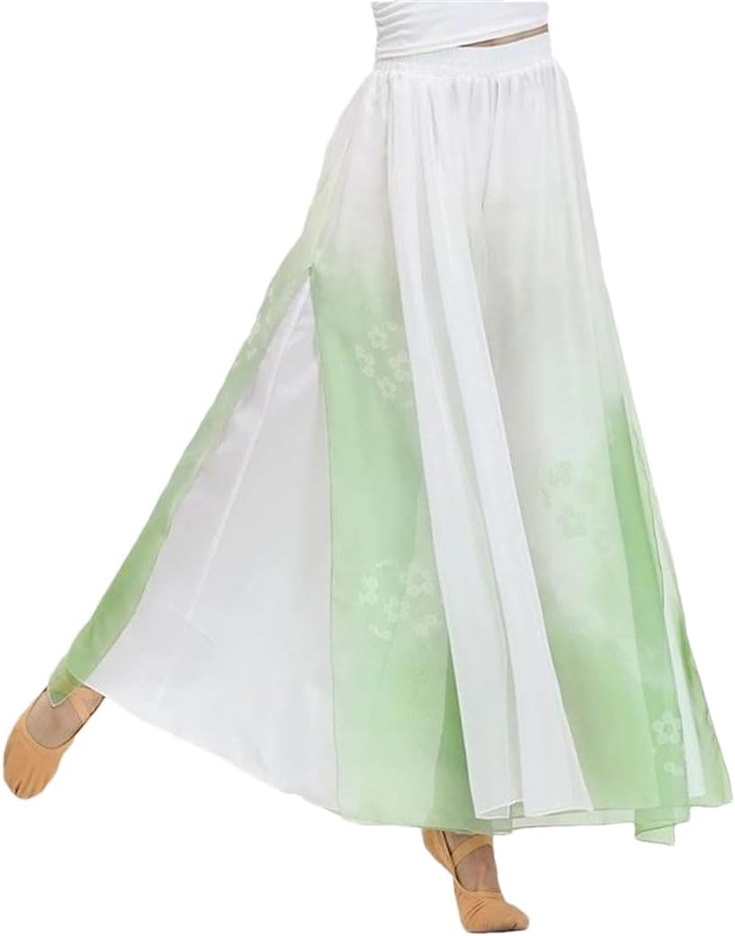Hgvcfcv Women Classical Dance Pants Gradient Layer Loose Wide Leg Pants Elegant Elegant Performance Clothes Bodysuit Pants