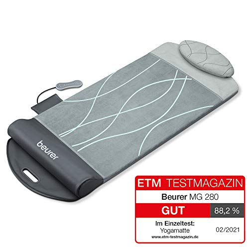 Beurer MG 280 Yoga- und Stretchmatte, zur Dehnung der Muskulatur und Entspannung, Massagematte für Nacken, Schultern und Rücken, faltbar, 1 Stück (1er Pack), Grau