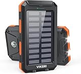 Vikeri Solar Power Bank 26800mAh, Portable Solar Charger, Portable Charger USB C Fast Charging Outdoor with Flashlight 4 Output Ports for Smartphones Tablets and More (Dark Orange)