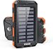 Vikeri Solar Power Bank 26800mAh, Portable Solar Charger, Portable Charger USB C Fast Charging Outdoor with Flashlight 4 Output Ports for Smartphones Tablets and More (Deep Orange)
