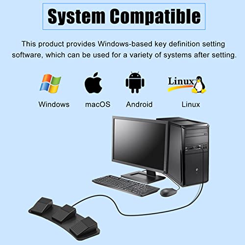 Pédale USB PC Triple Foot Switch contre la fatigue des mains avec clavier programmable - 3