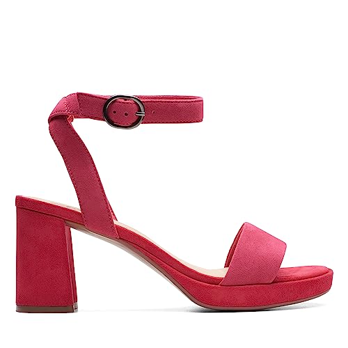 Clarks Collection Women's AmbyrLyn Bay Heeled Sandal, Fuchsia Suede, 8.5 Medium US
