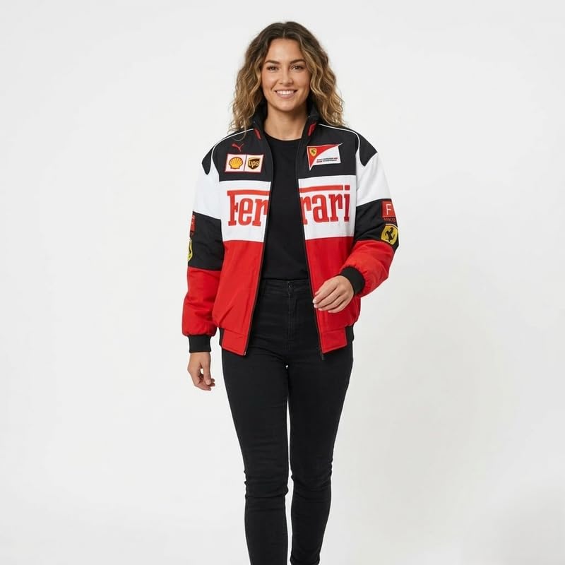 Image of Besick F1 Jacket Full-Zippper Bomber with All Over Patches Outwear For Women