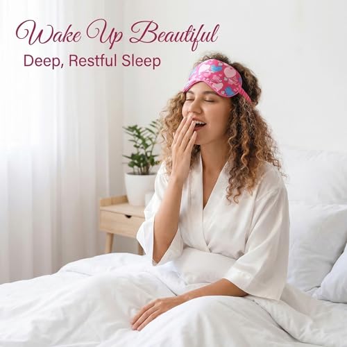 Image of Luxury Sleep Mask - Soft, Lightweight & Ultra Comfort-Perfect for Light Blocking Wake up Radiant (Pink, Elastic Band Strap)
