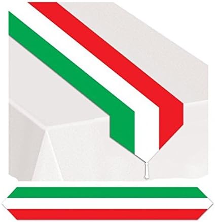 Printed Red, White and Green Table Runner Party Accessory (1 Count) (1/pkg) Pkg/3