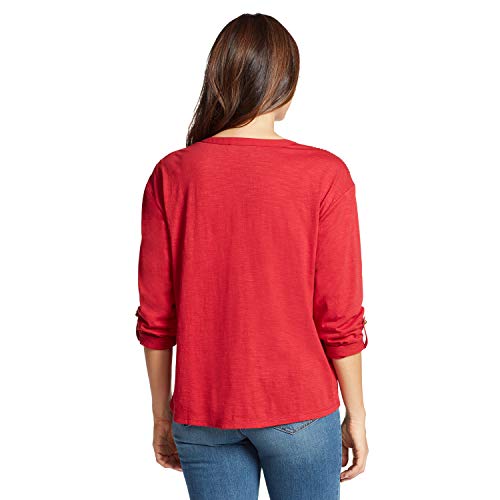 Gloria Vanderbilt Women's Gigi Jersey Roll Tab Sleeve Top, Crimson Sky, Small #TOP2