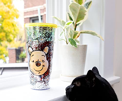 Disney Winnie The Pooh Confetti Carnival Cup Travel Tumbler With Reusable Straw And Leakproof Lid | Holds 32 Ounces #TOP5