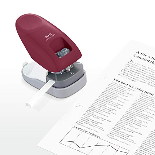 Image of Plus Paper Clinch Desktop Staple-Free Stapler, Wine