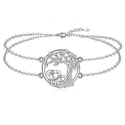 Elephant Anklet Elephant Anklets For Women Tree Of Life Ankle Bracelet Sterling Silver Adjustable Jewelry Charm Mom Daughter Birthday Valentines Mothers Day Gifts #TOP8