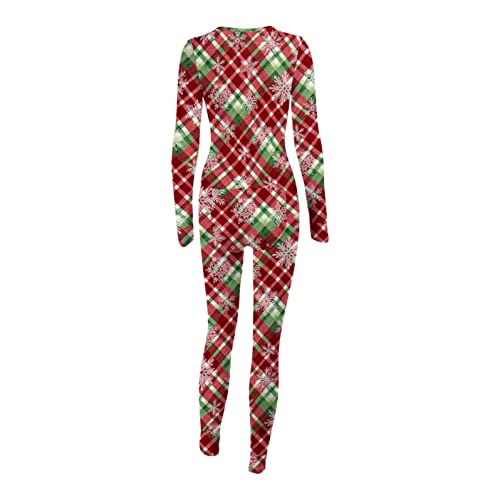 IQYU Kerstmis jumpsuit dames sexy pyjama strakke jumpsuits eendelig slaapoverall volwassenen romper eendelig onesie met functionele klep huispak Kerstmis overall slaapkleding pyjama's - Afbeelding 7
