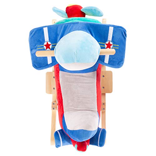Rocking Plane Toy- Kids Plush Stuffed Ride On Wooden Rockers With Sounds And Handles-Make Believe Play- Fun For Boys, Girls, Toddlers By Happy Trails #TOP5