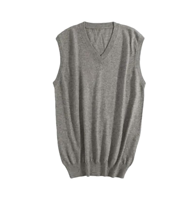 Men Cashmere Cotton Blended Knitted Sleeveless Sweater Classic V-Neck Pullovers Vest(Dark Gray,XX-Large)