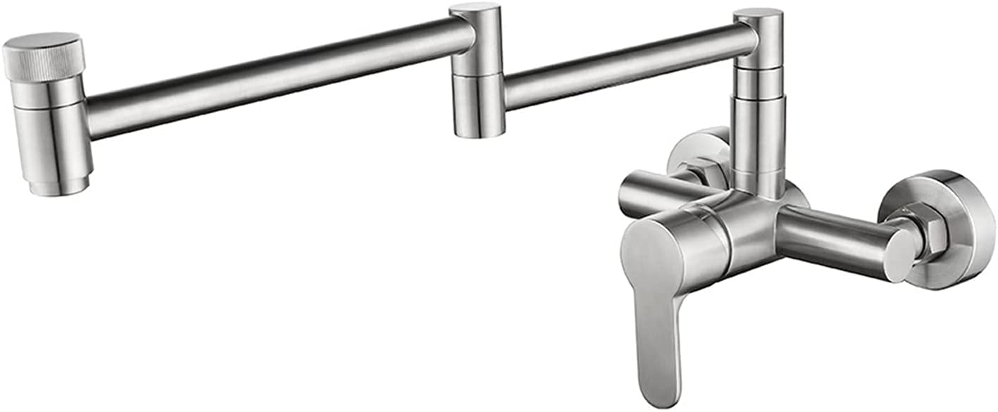 Robinet de cuisine en laiton brossé de style commercial pour évier mural chic
