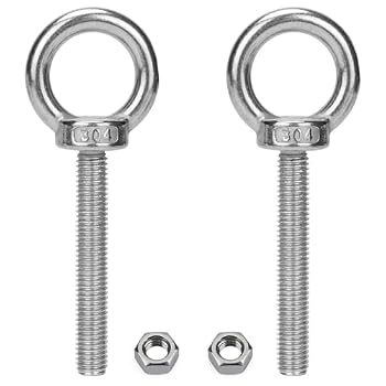 Vmuter 2 Pack M12 Eye Bolts, 1" Thread Stainless Steel with Nuts