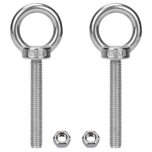 Vmuter 2 Pack M12 Eye Bolts, 1″ Thread Stainless Steel with Nuts